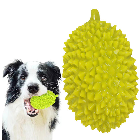 Kauspielzeug in Durianform für Hunde, Quietschspielzeug, schöne Früchte, Zahnreinigung und Training für Welpen, kleine und mittelgroße Haustiere
