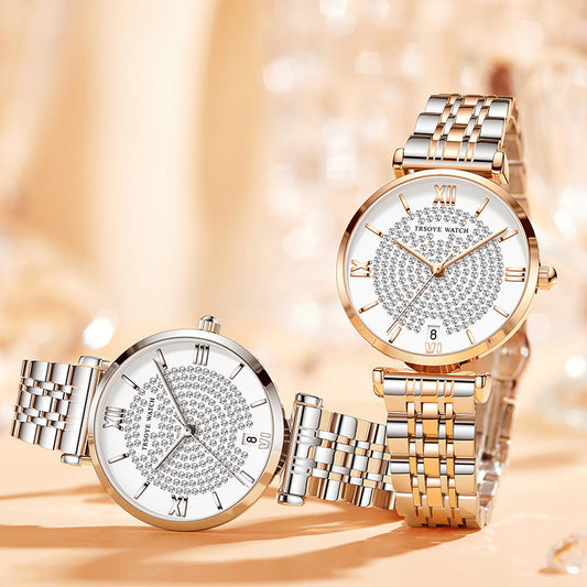 Starry Damen-Quarzuhr mit Diamanten, wasserdicht