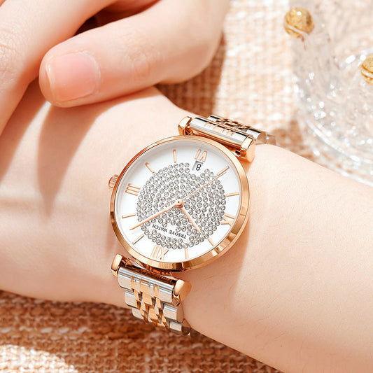 Starry Damen-Quarzuhr mit Diamanten, wasserdicht