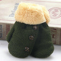 Cute Solid Color Knitted Velvet Gloves With Small Buttons