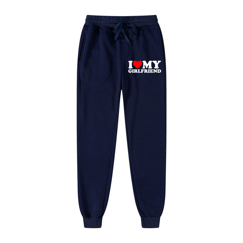 Lässige Jogginghose mit Buchstaben-Print „I LOVE MY GIRLFRIEND“