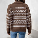 Strickjacke mit Revers und Reißverschluss aus Jacquardgewebe