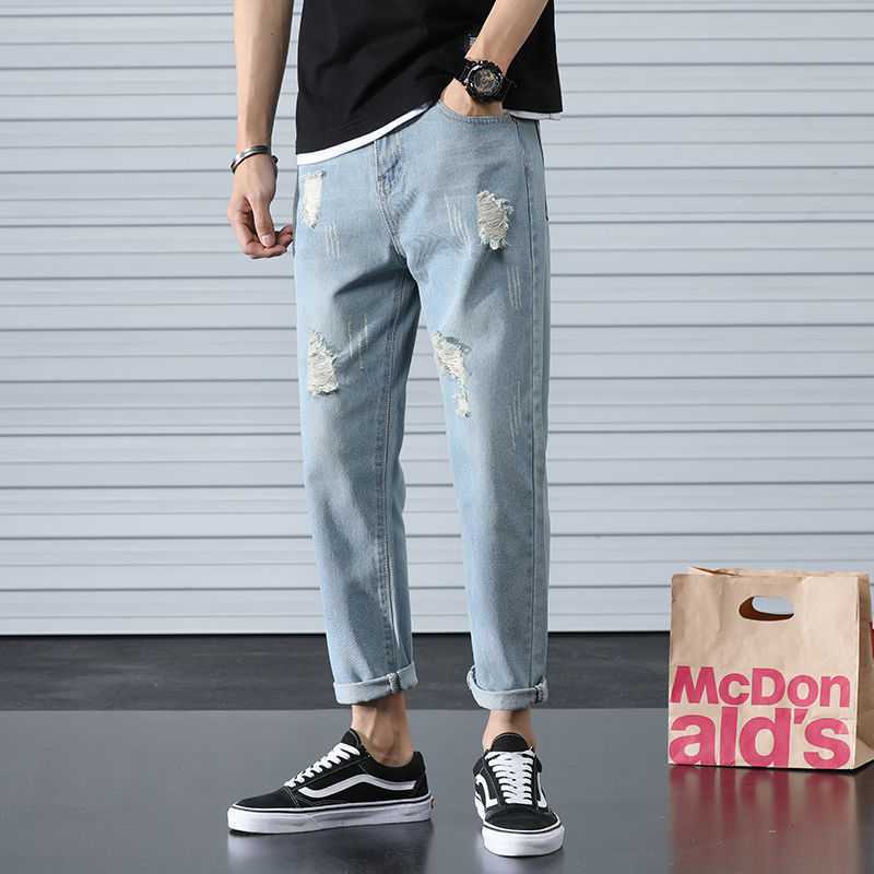 Lockere gerade Hose mit weitem Bein Knöchellange Hose Trendy Bettlerhose Herrenhose