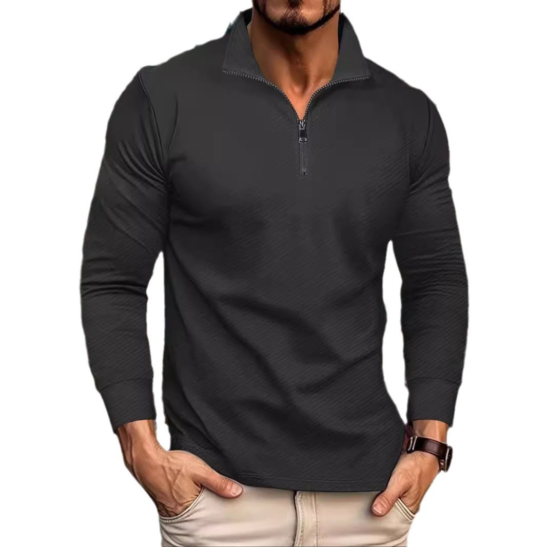 Twill Jacquard Halblangarm Reißverschluss Herren