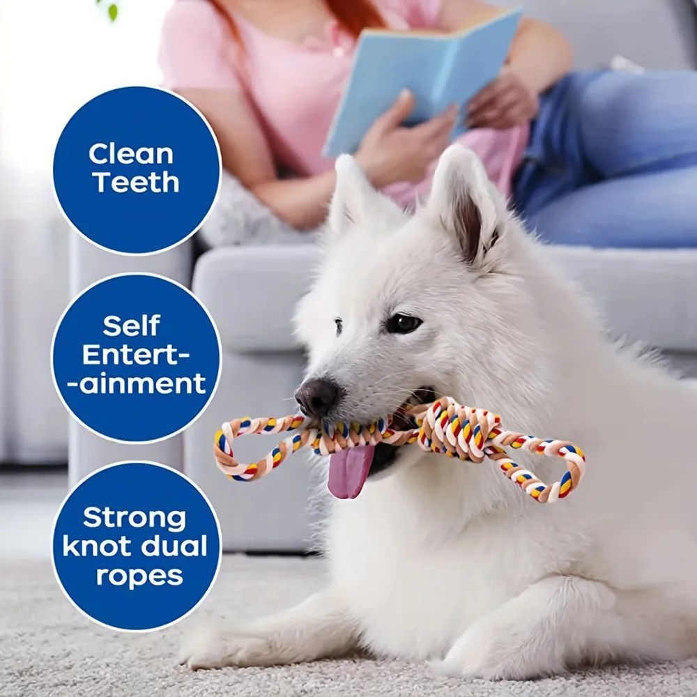 Großes Seilknotenspielzeug zum Zähneknirschen von Haustieren, zum Reinigen von Katzen und Hunden, zum Lindern von Langeweile, interaktives Trainingszubehör für Haustiere 