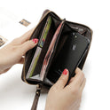 Lange Geldbörse für Damen mit Aufdruck und Single-Pull-Handytasche