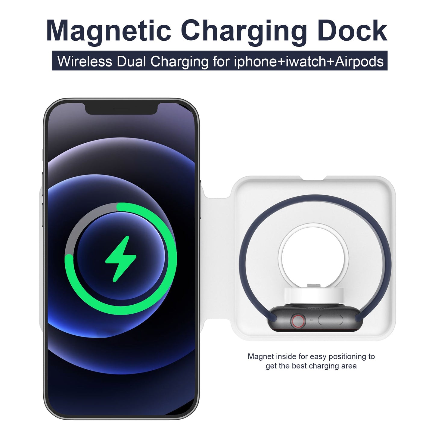 2 in 1 magnetische Absorption kabelloses Laden 15 W Schnellladung anwendbar