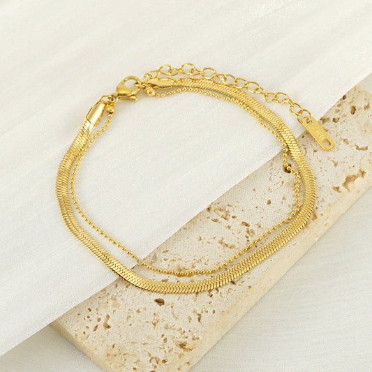 Modisches Fußkettchen für Damen aus Titanstahl mit 18 Karat Goldbeschichtung
