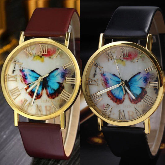 Römische Skala Schmetterling Gürtel Uhr Mode Universal Gold Shell Uhr