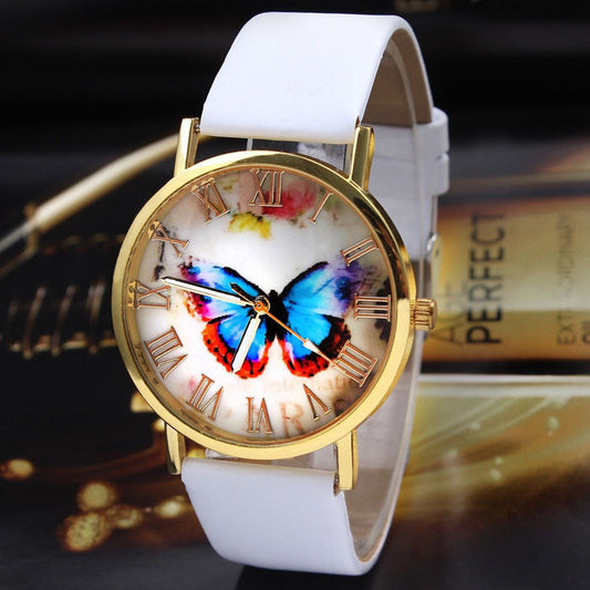 Römische Skala Schmetterling Gürtel Uhr Mode Universal Gold Shell Uhr