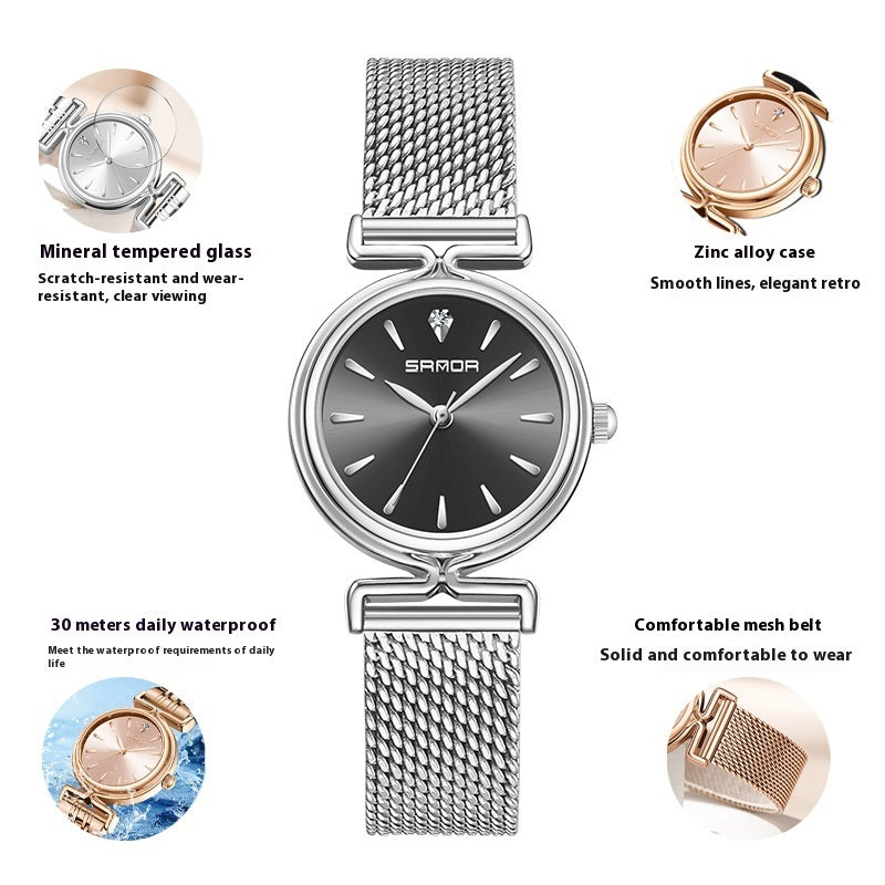 Damen Retro Mesh Armband Uhr Outdoor All-Matching