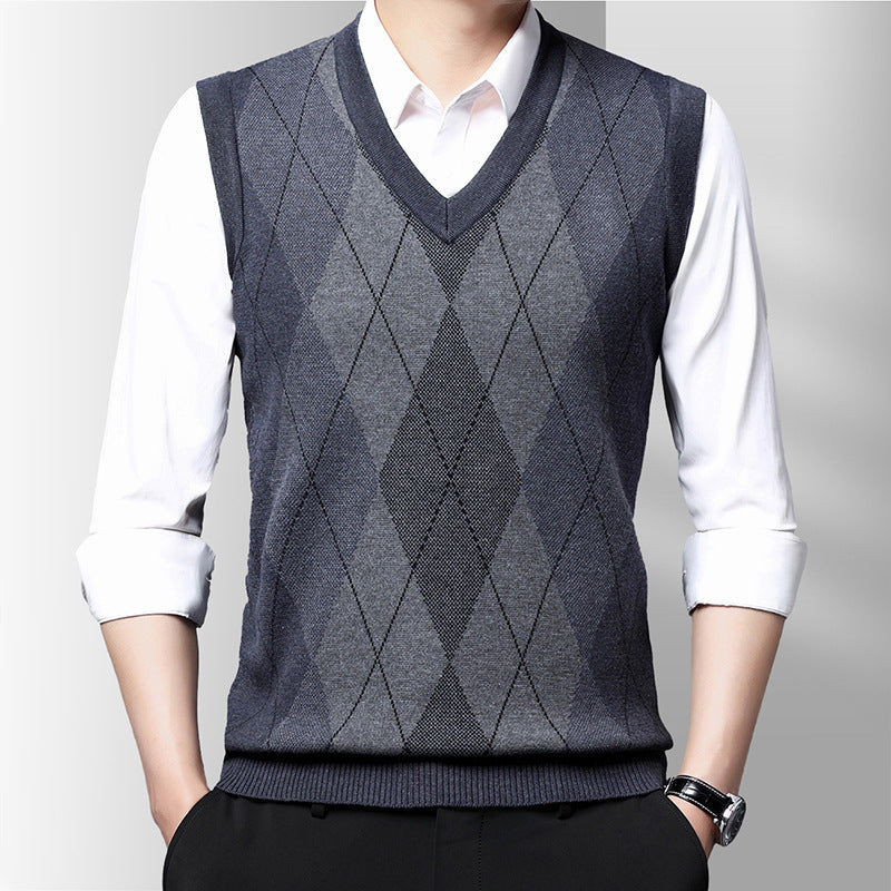 Winter Neue Herren Ärmellose Strick Pullover Casual Plaid Weste