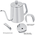 550ml Stainless Steel Long Gooseneck Coffee Pot Kettle with Lid for Home Kitchen Coffee Shop