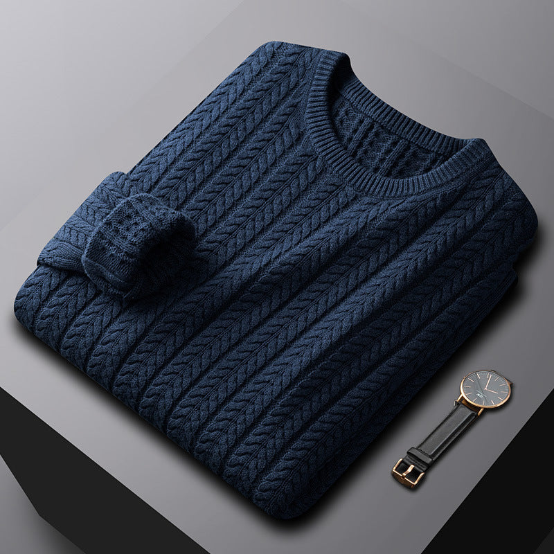 Pullover Herren Dicke Baumwolle Einfarbig Mit Fell