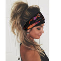 Bedrucktes elastisches Haarband, farbenfrohes geometrisches breitkrempiges Sport-Stirnband