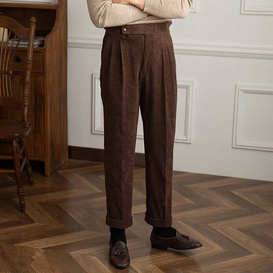 Herbst und Winter Cord Glatte Knöchellange Hose Herren