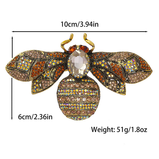 Antique Style Fully-jeweled Crystal Bee Brooch Men And Women Dopamine Retro