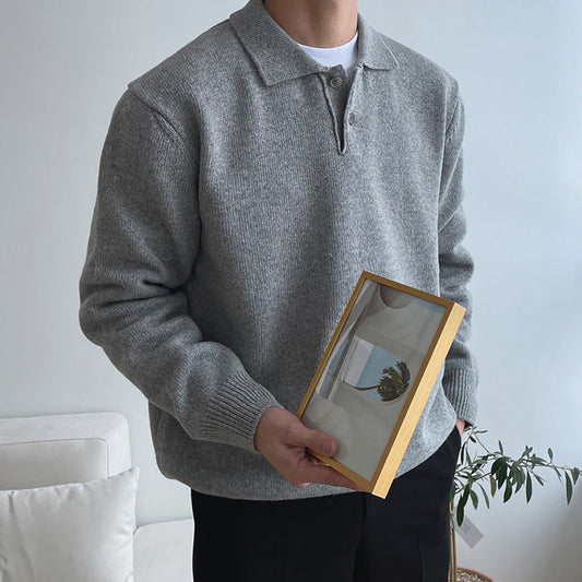 Einfarbiger Pullover für Herren, vielseitig, lässig, koreanischer Stil