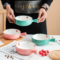 Hand Painted Strawberry Handle Ceramic Baking Bowl