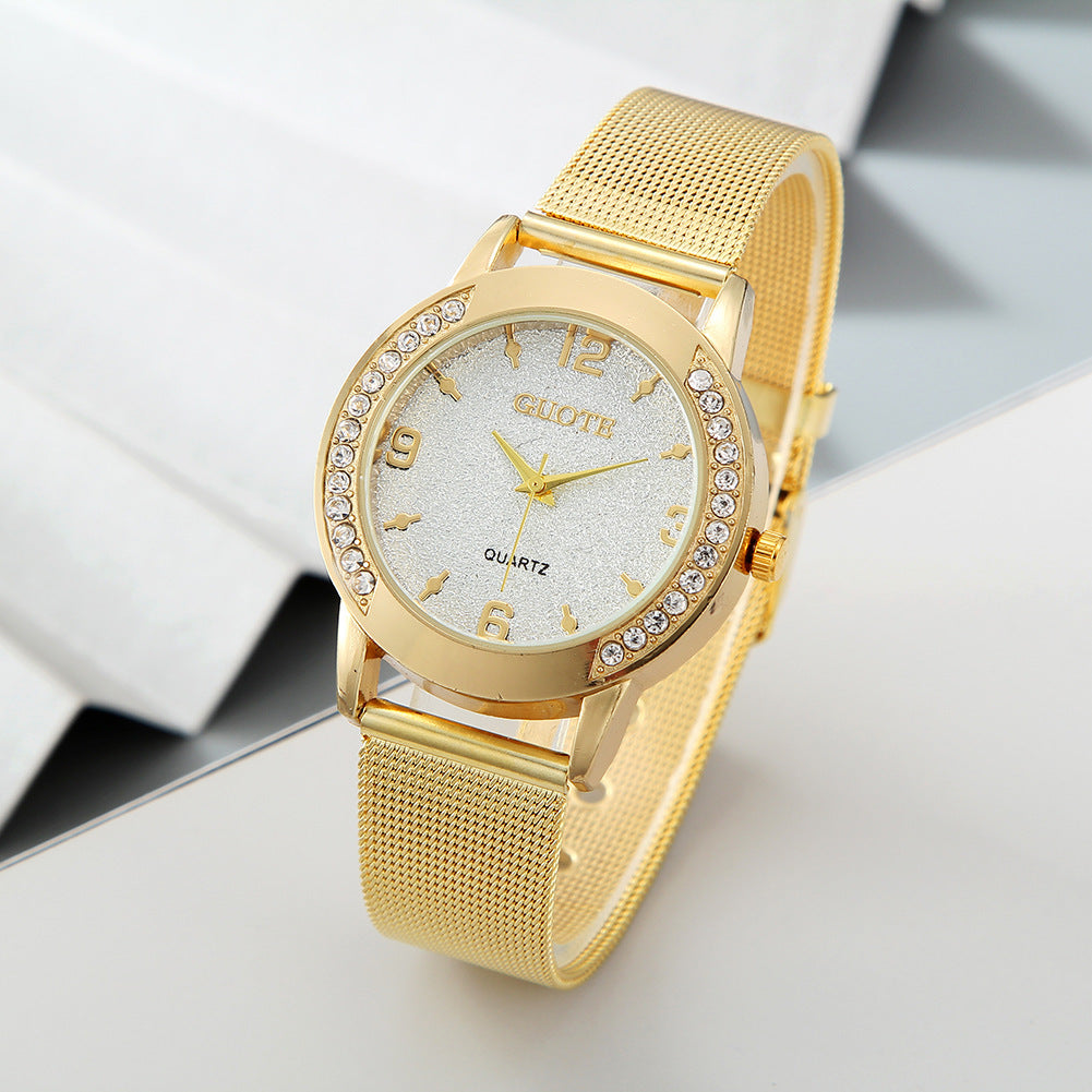 Damenmode Diamantgehäuse Quarzuhr