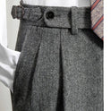 Slim-Fit-Hose aus Tweed-Wolle mit Fischgrätenmuster