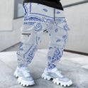 Herrenhose mit Print, lockere Pumphose, lässige Haremshose mit weitem Bein