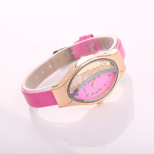 Uhr Augenform Damen Quarzuhr WISH Turn Bead Quicksand Gürteluhr