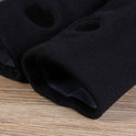 Double Black Keep Warm Pure Color Half Finger Winter Cotton Gloves