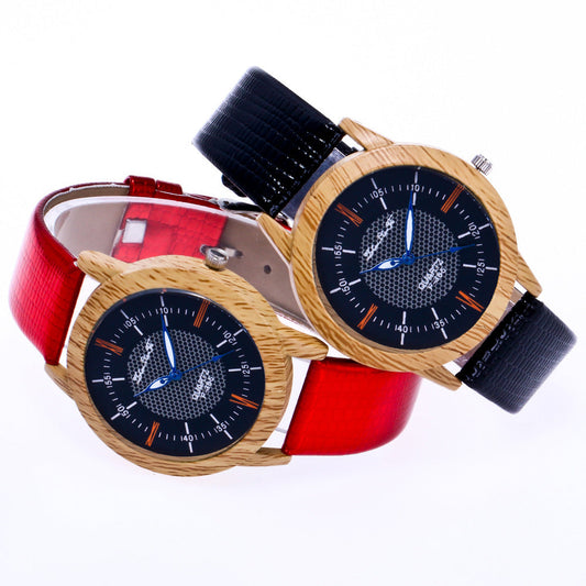 Leder-Holz-Uhr
