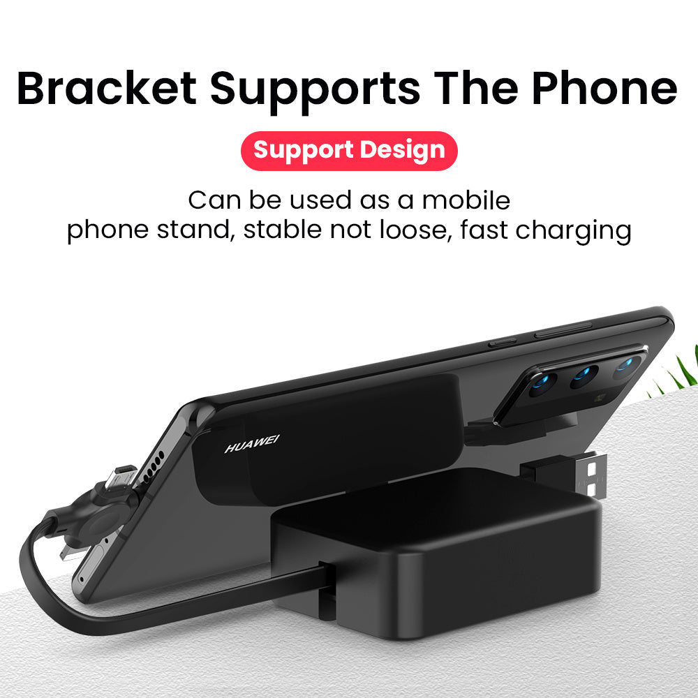 4-in-1-einziehbares USB-Kabel, kreatives Macaron-Typ-C-Mikrokabel für iPhone mit Telefonständer, Ladedatenkabel, Aufbewahrungsbox