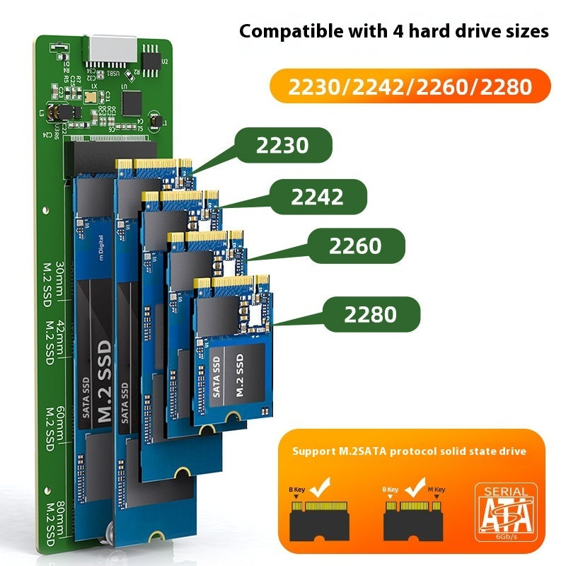 USB30 Solid-State-Festplattenkartusche NGFF-Schnittstelle zu USB30 SSD aus Aluminiumlegierung