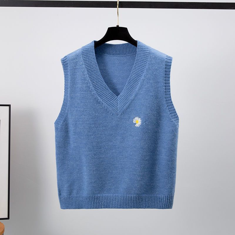 Lockere V-Ausschnitt Kurze ärmellose Weste Pullover Oberbekleidung Strickweste