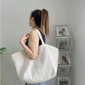 Canvas Tasche für Frauen Ins Schulter große Kapazität Leerlauf Stil gestreifte Mode