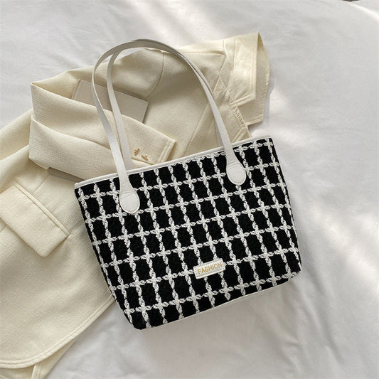 Beliebte One-Shoulder-Neue einfache karierte Tragetasche