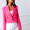 Solid Color Long Sleeve Button Lapel Thin Blazer
