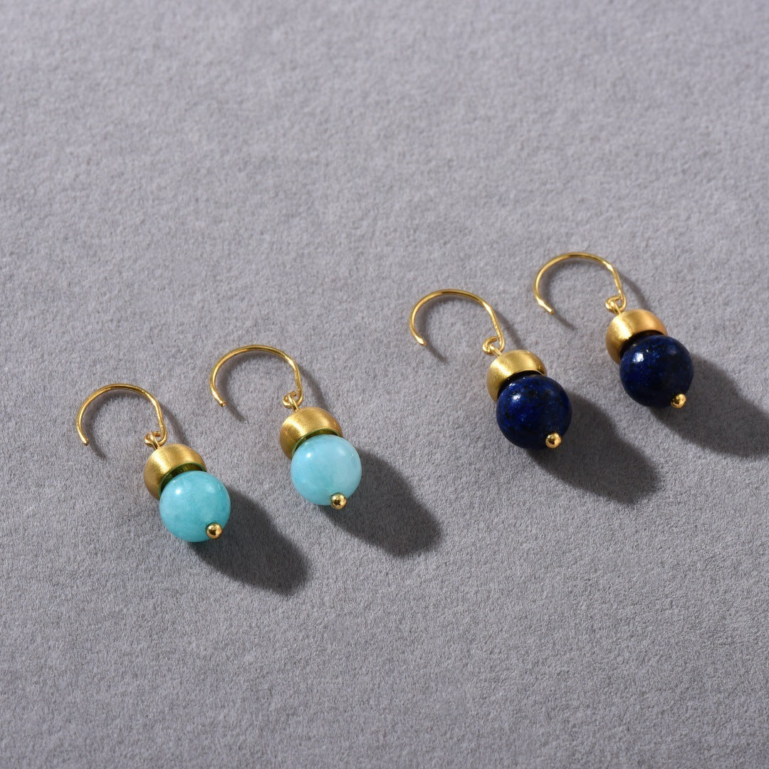 Persönlichkeit und Mode All-Match Lapis Lazuli Sea Blue Anhänger Hängeohrstecker