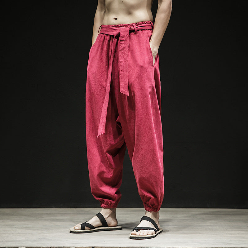 Frühling Und Sommer Neue Chinesische Stil Hosen Männer Elastische Band Breite