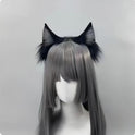 Schwarzes Katzenohren-Stirnband aus Plüsch mit Tierohren für Damen