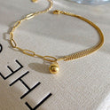 Fußkettchen Damen Kleine goldene Kugeln Titanstahl
