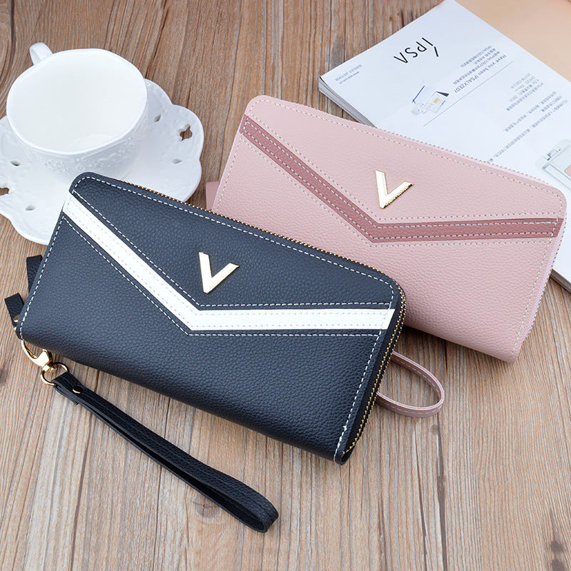 Neue Geldbörse Damen Lang Doppelreißverschluss Clutch