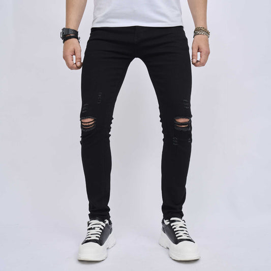 Zerrissene Slim Fit Skinny-Jeans für Herren mit elastischem Bund
