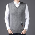 V-Ausschnitt Wollweste Herbst Winter Herren