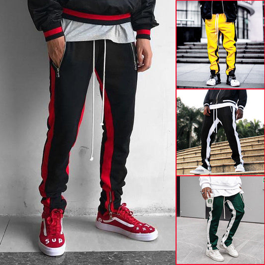 Fitness Hosen männer Trendy Marke Zipper Tasche Nähte Sport Füße Strahl Mund Männer