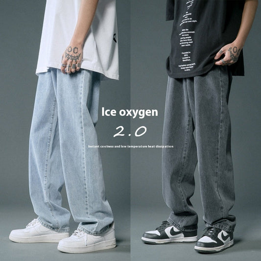 Lockere, gerade, dünne Sommerjeans für Männer