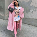 Solid color double-breasted woolen long coat