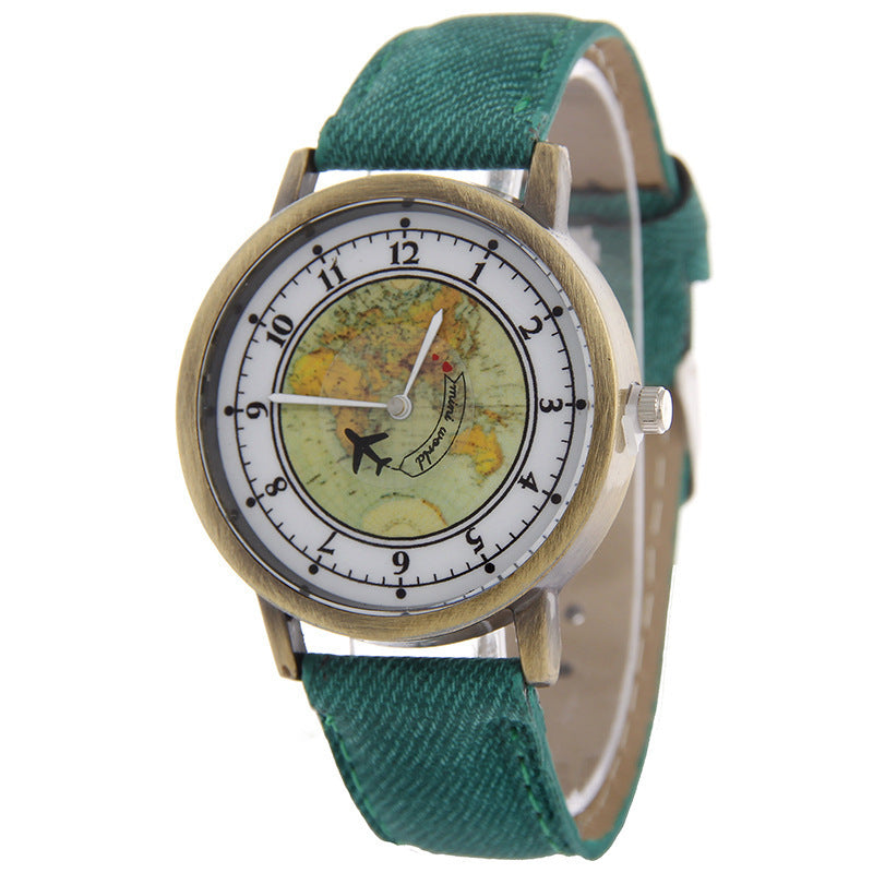 Flugzeug-Sekundenzeigeruhr mit Canvasarmband