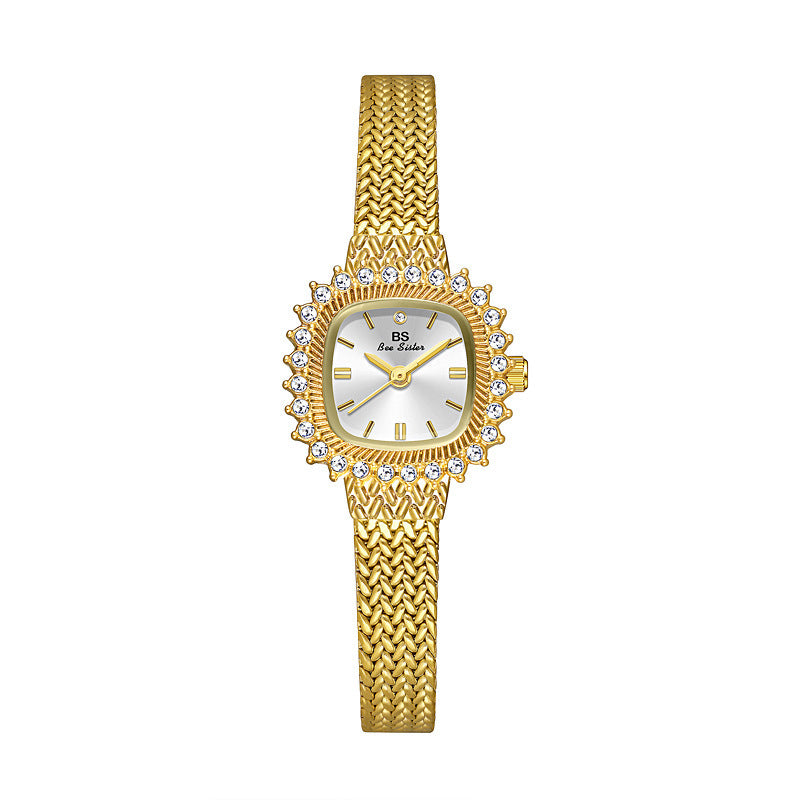 Retro Lucky Kleine Quadratische Weizen Mini Uhr