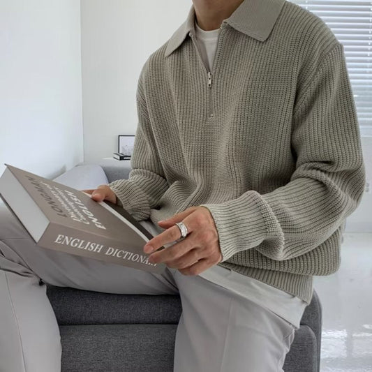 Revers Pullover Männer Winter Lose Leicht Reife Strickwaren Trendy