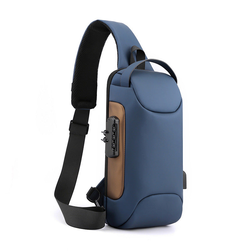 Leather Film Men's USB Charging Single Shoulder Chest Bag