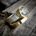 Mode Schwere Industrie Breiten-gesichts Zwei-farbe Zirkon Ring Kreative